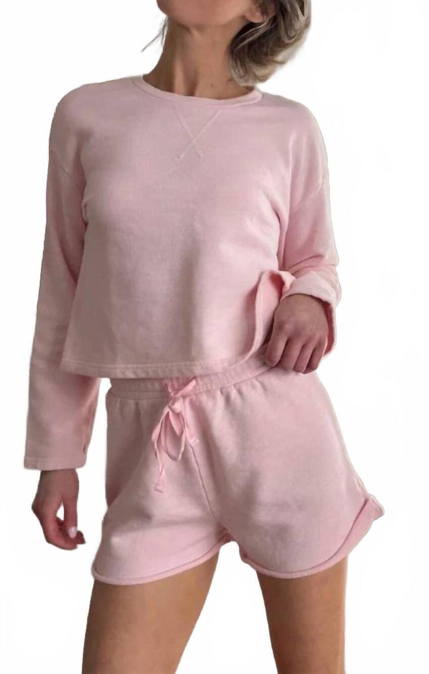 NEW BOBI roll cuff tie waist short in sweetheart